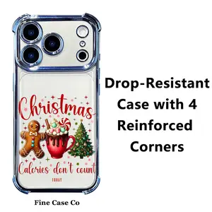 Christmas Tree Gingerbread Man Hot Cocoa Clear Phone Case Fits for iPhone 17 Pro iPhone 16 Pro Max 15 Plus 14Pro 13 12 11 XS Max XS XR Samsung Galaxy S25 Ultra S24 Plus S23+ Anti Fall Shockproof Protective Cover