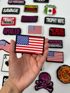 USA Flag Black border Iron On Patch| America | Wavy USA Flag | Hat Bar| Foruth of July | Labor Day
