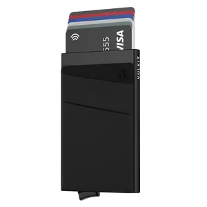 Card Holder with Money Pocket, Pop Up Wallet, RFID Blocking, Slim Metal, Holds 5 Cards - VC104