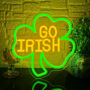 Go Irish University Neon Sign for Wall Decor University Football Team Sign Led Neon Light for Man Cave Birthday Gifts for Fans Dimmable Led Sign for Party Club Bar Dorm Decor