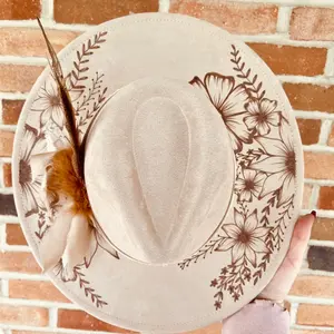 Custom burned hat | hand Burned hat | customized wide brim hat | branded wide brim hat | burned felt hat | western hat | Nashville style hat | concert outfit | country music outfit | Fort Worth outfit | cowboy hat | cowgirl hat | felt hat | etched hat | b