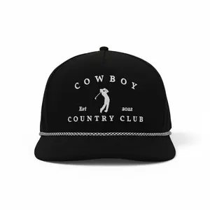 Golfer Roped Hat – Black Cowboy Country Club Edition  Structured Snapback with Western Golf Vibes