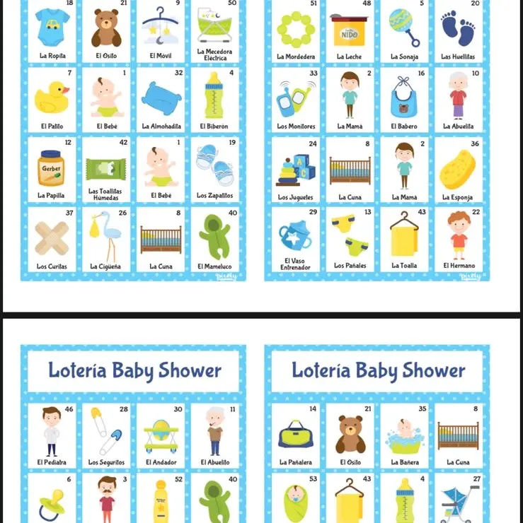 baby shower loteria laminated cards with laminated deck of cards