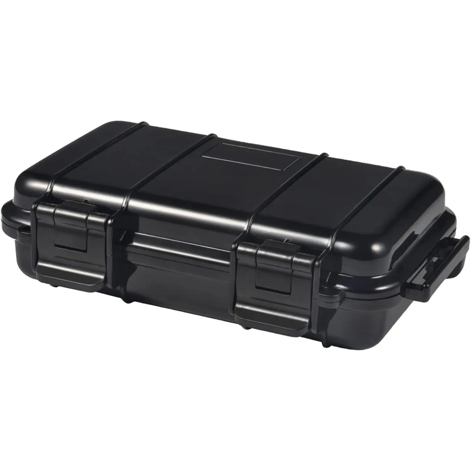 Dry Storage Box, Shockproof Waterproof Box with 2 U‑Shape Buckle, Plastic Storage Container for Cameras, Phones, Camping, Fishing, Hiking(Large-Black)