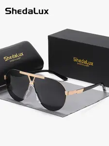 ShedaLux 1 Pair Unisex Fashionable And Luxurious Full Frame Sunglasses Versatile Style Frog Frame Polarized Sunglasses UV400