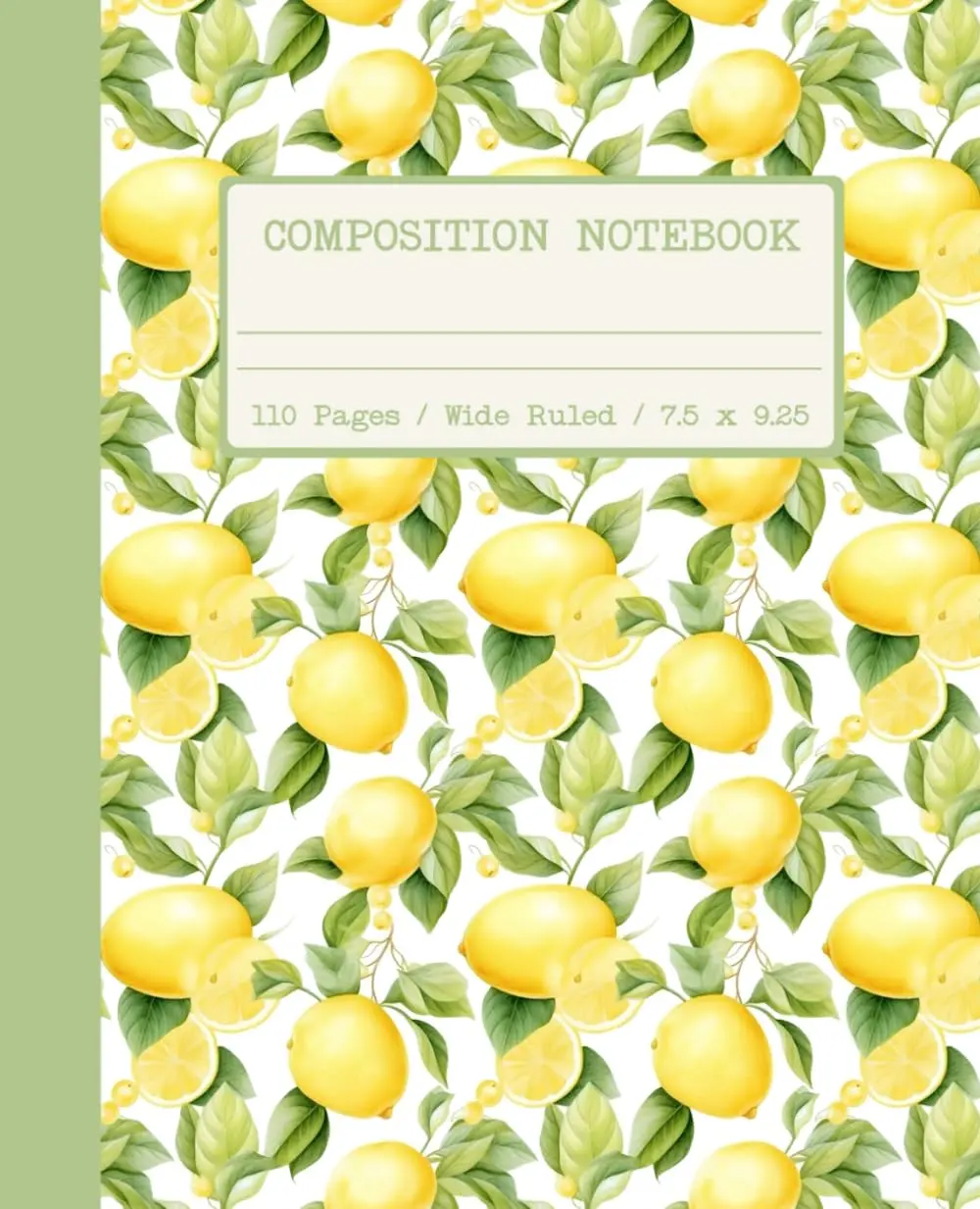 Composition Notebook Wide Ruled: Cute Cottagecore Lemon Yellow Aesthetic Journal for Women, Girls, Work, Notes, Back to School Supplies, Office
