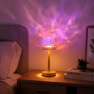 Viral Water Ripple Projection Lamp - 3-Color Rechargeable LED Night Light with Touch Dimmer, Type-C Port & Non-Slip Base. Stunning Ambient Decor for Desk, Bedroom & Home Office.