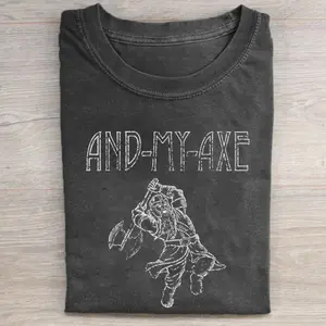 Vintage Gimli And My Axe Graphic Tee - The Lord of The Rings Movie Shirt - LOTR - The Hobbits - Middle Earth - Tolkien - Casual Crewneck T-Shirt