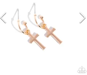 Mini Gold Hoop Cross Earrings