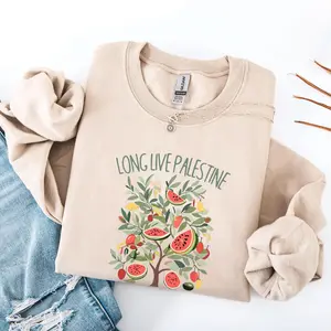 Peace Graphic Sweatshirt, Heritage Inspired Unity Sweatshirt, Watermelon Art Shirt, Cultural Support Apparel, Casual Unisex Clothing, Retro Style Pullover