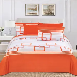 6Pcs King Bed Sheet Set - Microfiber Print Bedding Set with 4 Pillow Cases & 1 Fitted Sheet, 16 Inches Deep Pocket, Affordable for Comfort