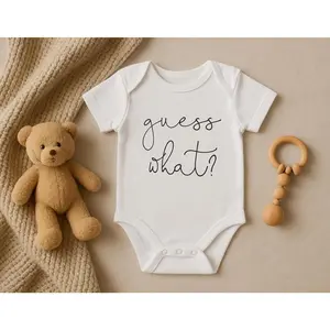 Surprise Pregnancy Announcement to Family Guess What Romper 100% Cotton Soft Skin Friendly with Envelope Neckline & Roomy Crotch
