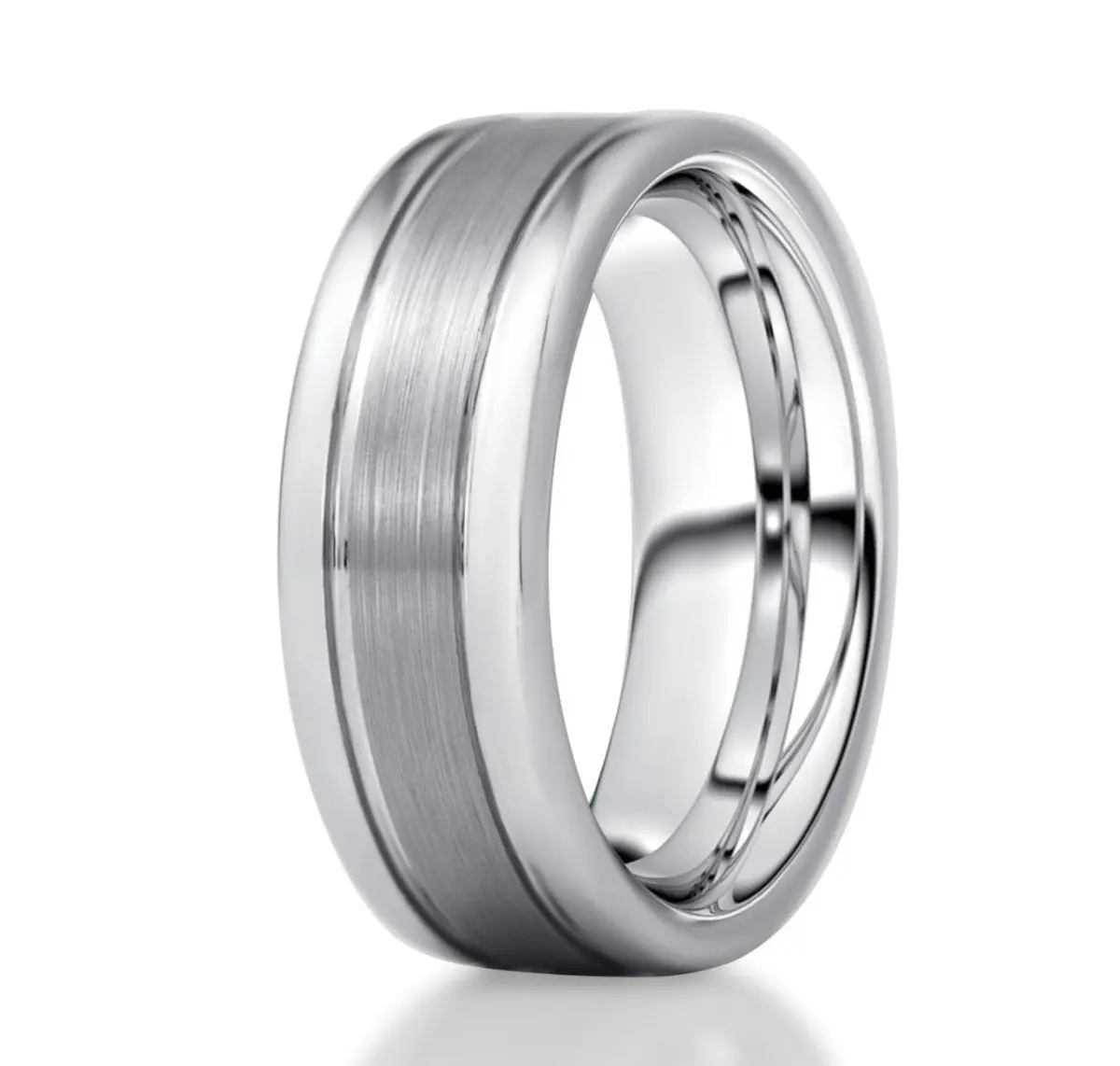 THE RULER Men's 8mm Tungsten Carbide Wedding Band, Classic Brushed Finish Ring with Comfort Fit, Scratch Resistant for Everyday Wear & Birthday Gift