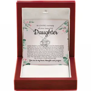 Healing Sympathy Necklace for Loss of Daughter Memorial Jewelry Forever Loved Angel Wing Pendant Grieving Parents Gift