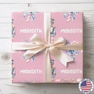 Candy Cane Chinoiserie Vintage Christmas Wrapping Paper | Personalized Gift Wrap | nutcracker Holiday Gift Wrap | Name Gift Wrap Paper