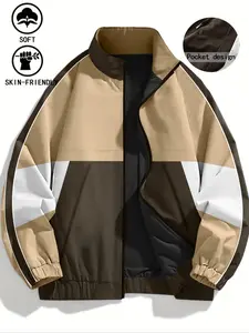 Men's Casual Jacket with Zipper, Hidden Pocket Design, Perfect for Daily Wear & Outdoor Activities, Available in Multiple Colors & Sizes