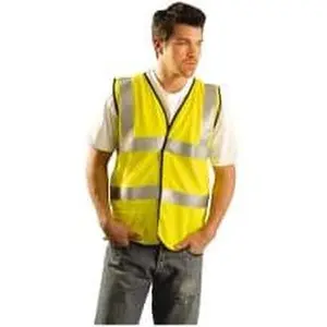 OccuNomix Size XL Flame Resistant/Retardant Yellow Solid General Purpose High Visibility Vest 44 to 46" Chest, Modacrylic/Aramid Blend, Hook & Loop Closure, 1 Pocket, ANSI 107-2015, ASTM F1506, ATPV=5.1 cal/cm² LUX-SSFGCFR-YXL