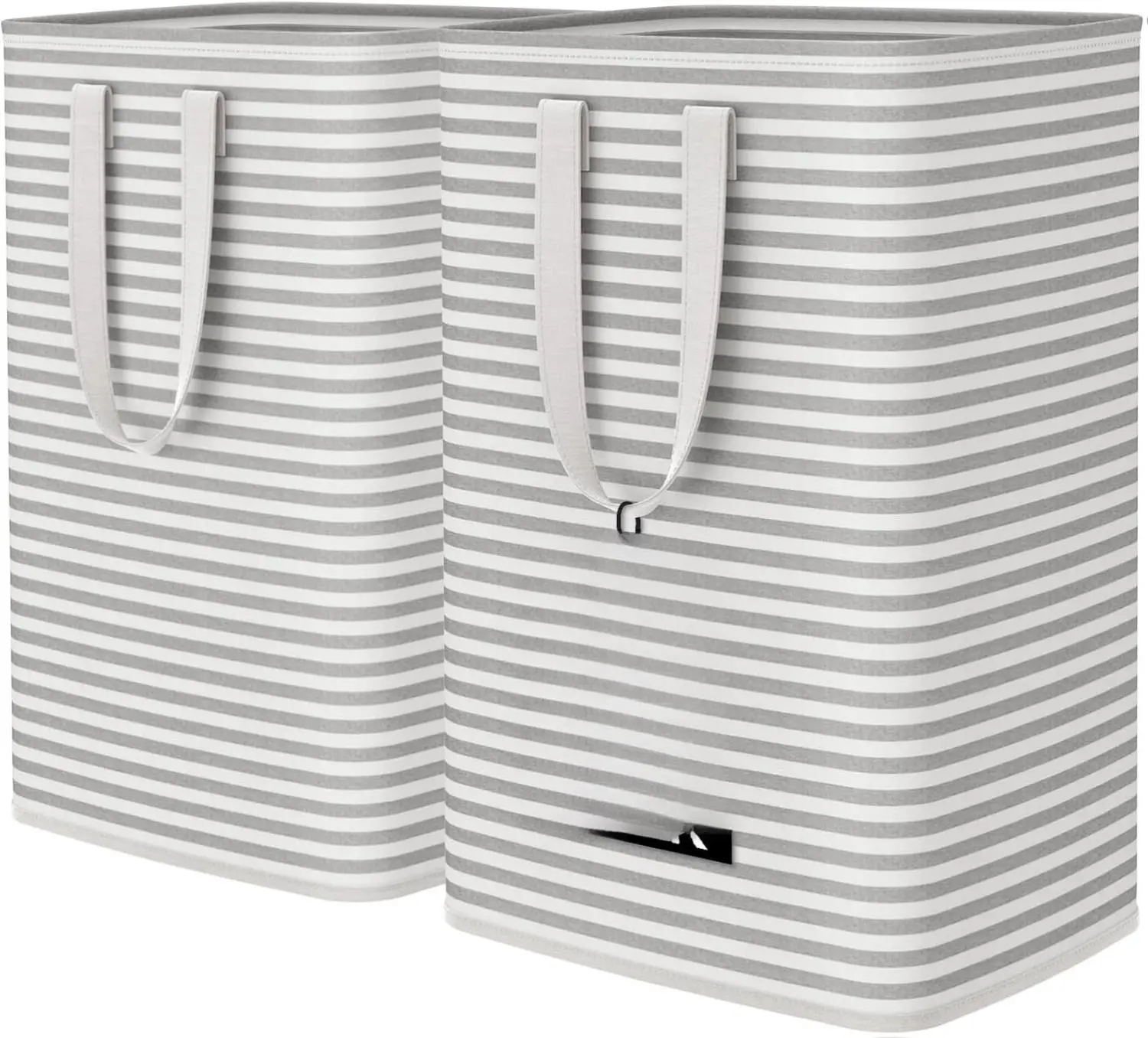 2 Pack Laundry Hamper Large Collapsible Laundry Baskets, Freestanding Waterproof Clothes Hamper with Easy Carry Handles in Laundry Room Bedroom Bathroom College Dorm for Adults, Grey, 2 x 80L