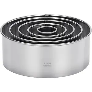 Cookie  Set, 5 count. Kit, Measuring 1'', 2'', 3'', 4'' and 5'', Round Metal Baking Rings for Pastry, Biscuits, and Dough , Heavy Duty and , Multiple Sizes