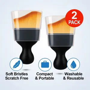 2 PCS Premium Car Interior Cleaning Brush Set - Soft Gentle Bristles for Scratch-Free Detailing, Curved Design with Protective Cover, Essential Car Cleaning Accessories & Supplies