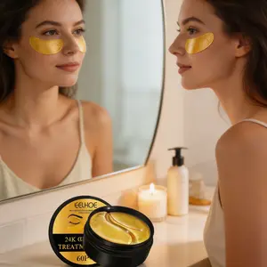 EELHOE 24K Gold Eye Mask 60PCS, Collagen Under Eye Patches with Hyaluronic Acid, Hydrating Hydrogel Eye Treatment for Puffy Looking Eyes, Cooling Daily Skincare Patches