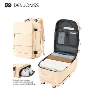 DENUONISS large-capacity unisex backpack that fits a 16-inch laptop, featuring a separate shoe compartment and USB fast charging design. Can be combined with a rolling suitcase. Suitable for commuting, travel, and outdoor sports.