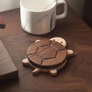 Black Walnut Turtle-Shaped Wooden Insulation Mat, Tea Kettle Coaster & Decorative Table Accessory, Anti-Scald