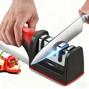 4-in-1 Stainless Steel Knife & Scissor Sharpener Set, Non-Slip Ergonomic Handle Professional Knife Sharpener Kit, Easy to Use Knife Sharpening Tool for Kitchen Sharpening Kit