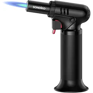 Butane Torch Lighter with Visible Fuel Window Refillable Soldering Torch Adjustable Flame for Welding Resin Art Industrial (Butane Gas Not Included)