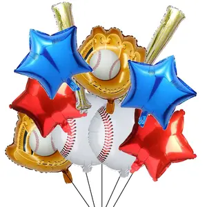 10Pcs Glove Baseball Foil Balloons 20 Inch Sports Mylar Balloon For Baseball Themed Birthday Party Supplies Baby Shower Decoration