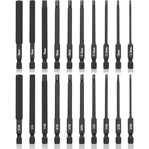 20 count Hex  Allen Wrench Drill Bit Set, 1/4 Inch Shank Metric and SAE S2 Steel Hex Bit Set,  Tips 3 Inch Long