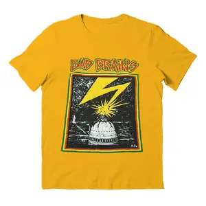 Vtg tees Bad Brains 1980 Concert Classic Gold Men's T-Shirt Sweatshirt, Cotton, Casual Menswear Top