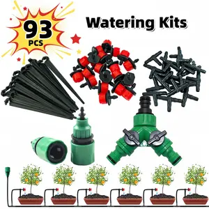 93-Piece DIY Home Water-Saving Drip Irrigation Kit, Tool-Free Installation Micro Spray Mist System, Fits 4/7mm Pipes, Multi-Directional Connectors, Watering Systems