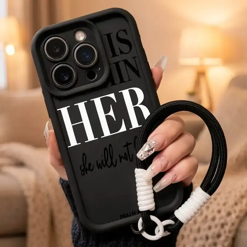 Aesthetic "God is Within Her" Pattern TPU Shockproof Cellphone Cover - Lightweight Soft Silicone Casing, Full Protection, Wrist Strap, Camera Safeguard, Multi-Model Fit for iPhone 17,16,15 Pro Max,14,13,12,11 Plus Air Mobile Phone Accessories
