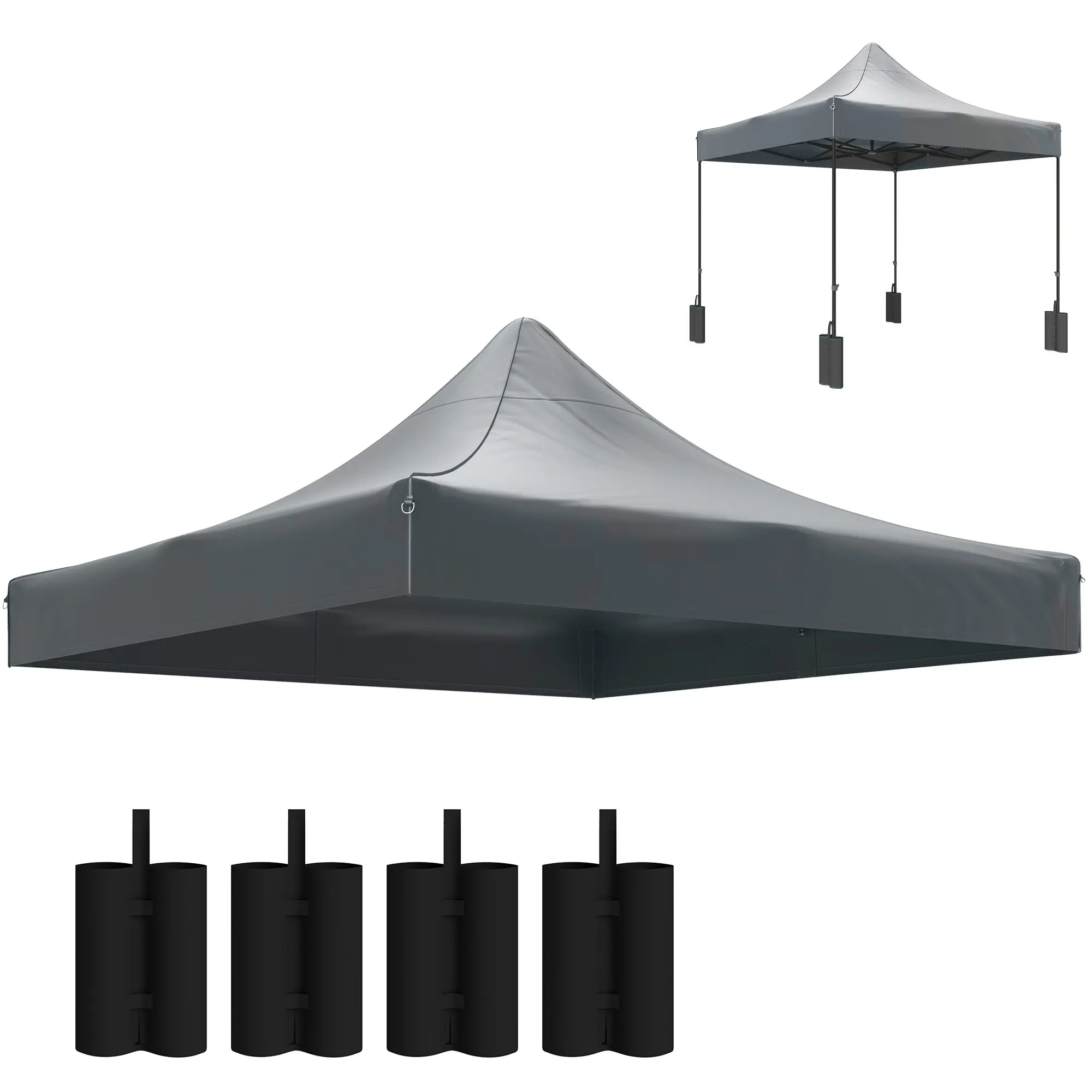 10' x 10' (118" L x 118" W) UV-Blocking Outdoor Patio Canopy Replacement Top for 4 Straight Leg Gazebos, with Grommet Holes, Hook-Loop Fasteners, 4 Weight Bags, for Camping, Tailgate, Light Rain Portable Cooling Shelters