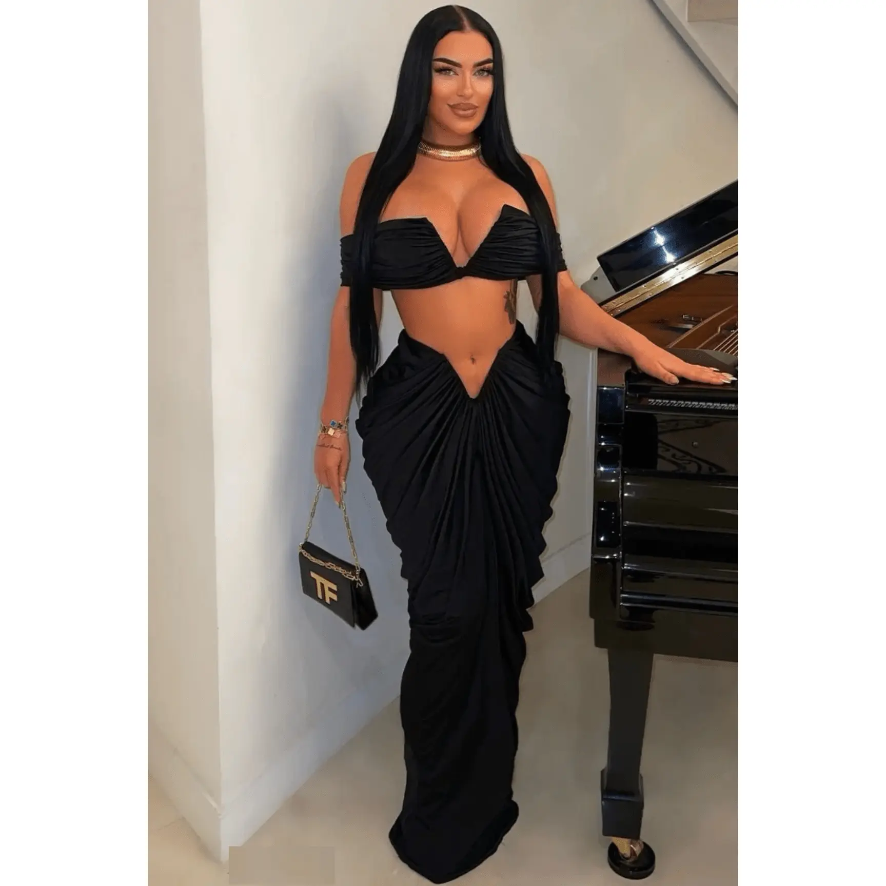 I Dream of Genie Ruched Skirt Set (Black)