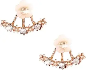 Flower Earrings for Women Dainty Back-Hanging Combination Stud Earrings Small Hypoallergenic Flower Stud Earrings Flower Front Back Earrings Elegant Flower Jewelry