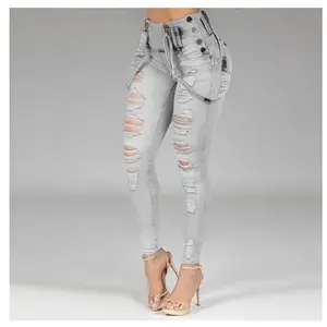 Trousers Jeans For Women Pants Solid White Style Slim Blue