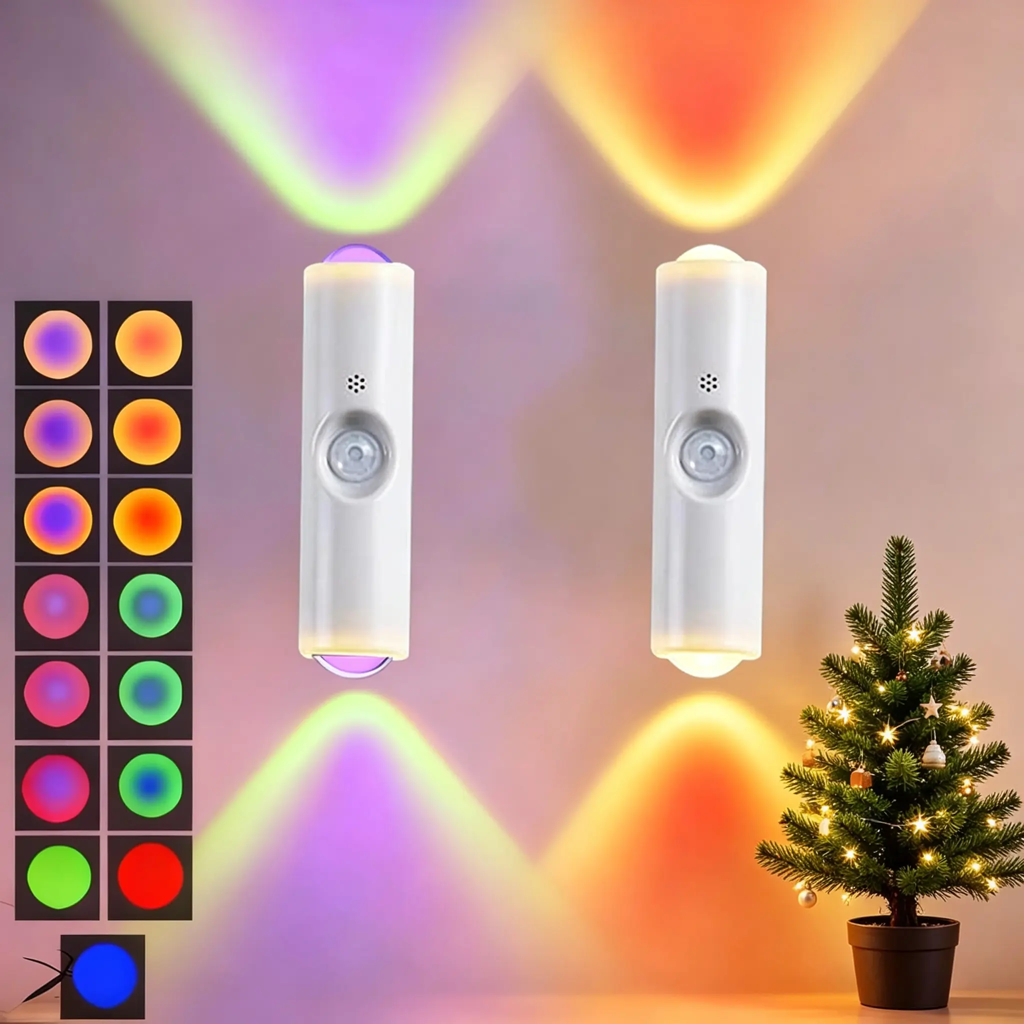 RGB Color Changing Rechargeable Magnetic LED Motion Sensor Wall Lamp - USB-C, Wall Mounted, Portable Auto-On Night Light for Bathroom, Corridors, Closets Decor