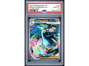 2025 Pokemon Mega Evolution Phantasmal Flames Ultra Rare Mega Charizard X Ex #109 PSA 10