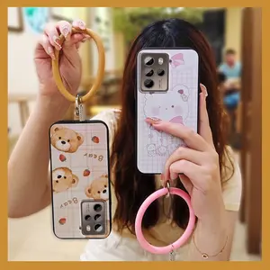 Back Cover Creative Phone Case For HTC U23 Pro/U23 Waterproof Youth heat dissipation Dirt-resistant Protective Cartoon Cute Solid Color Personality Funny Soft Case Ring Bracelet