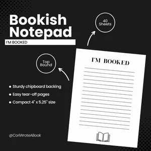 I'm Booked Lined Notepad Travel Diary Notebook Portable 40 Sheets 4" x 5.25" Sturdy Chipboard Backing Top Binding for Book Lovers