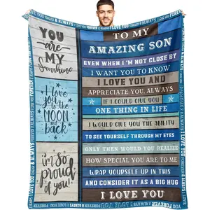 SoftHaven Gifts for Son Birthday Gifts to Son | to My Amazing Son Blanket with Many Great Words | Blanket Gifts for Son | Graduation for Son Throw Blanket 50"x60"