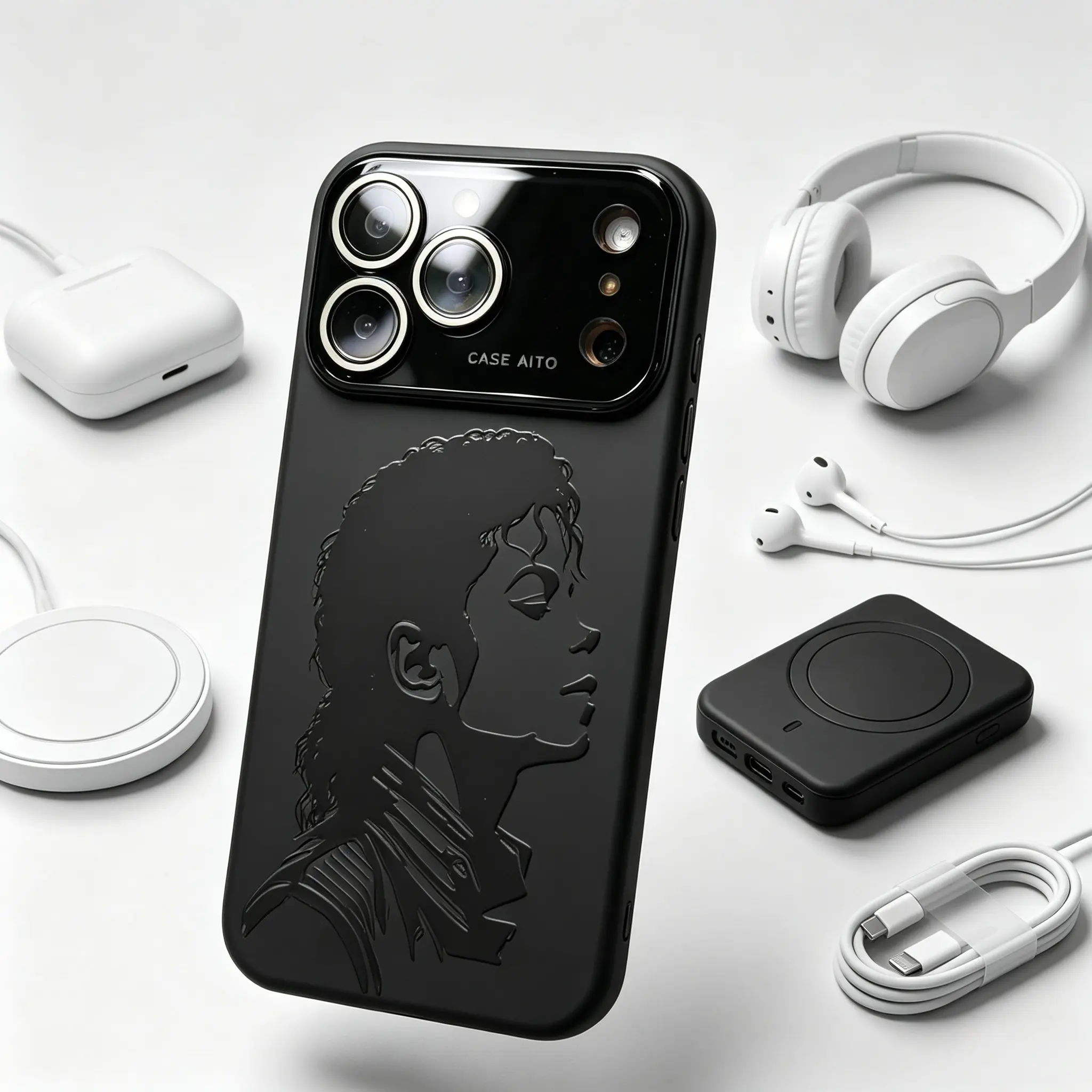 MJ Retro Music Collage Art Phone Case -Trendy Pop Culture Style, Slim Shockproof Case for Music Fans， Black Lens Protective Cover for iPhone 17/16/15/14/13/12 Pro Max #YJYGDSCFYTJKX1 summerwins tiktokshopbacktoschool