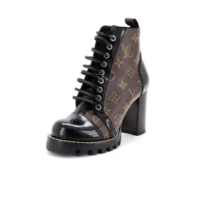 Pre-owned Louis Vuitton Women's Star Trail Ankle Boots Monogram Canvas with Patent by Rebag
