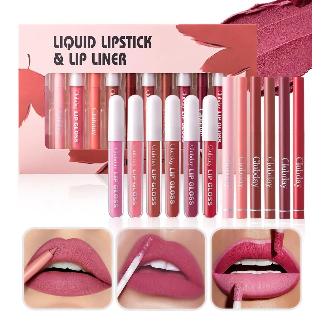 Lipstick & Lip Liner Set, Matte Lip Gloss, Matte Luxurious Long Lasting Waterproof Liquid Makeup, Ideal Holiday Gift, 100ML Net Weight, Single Pack