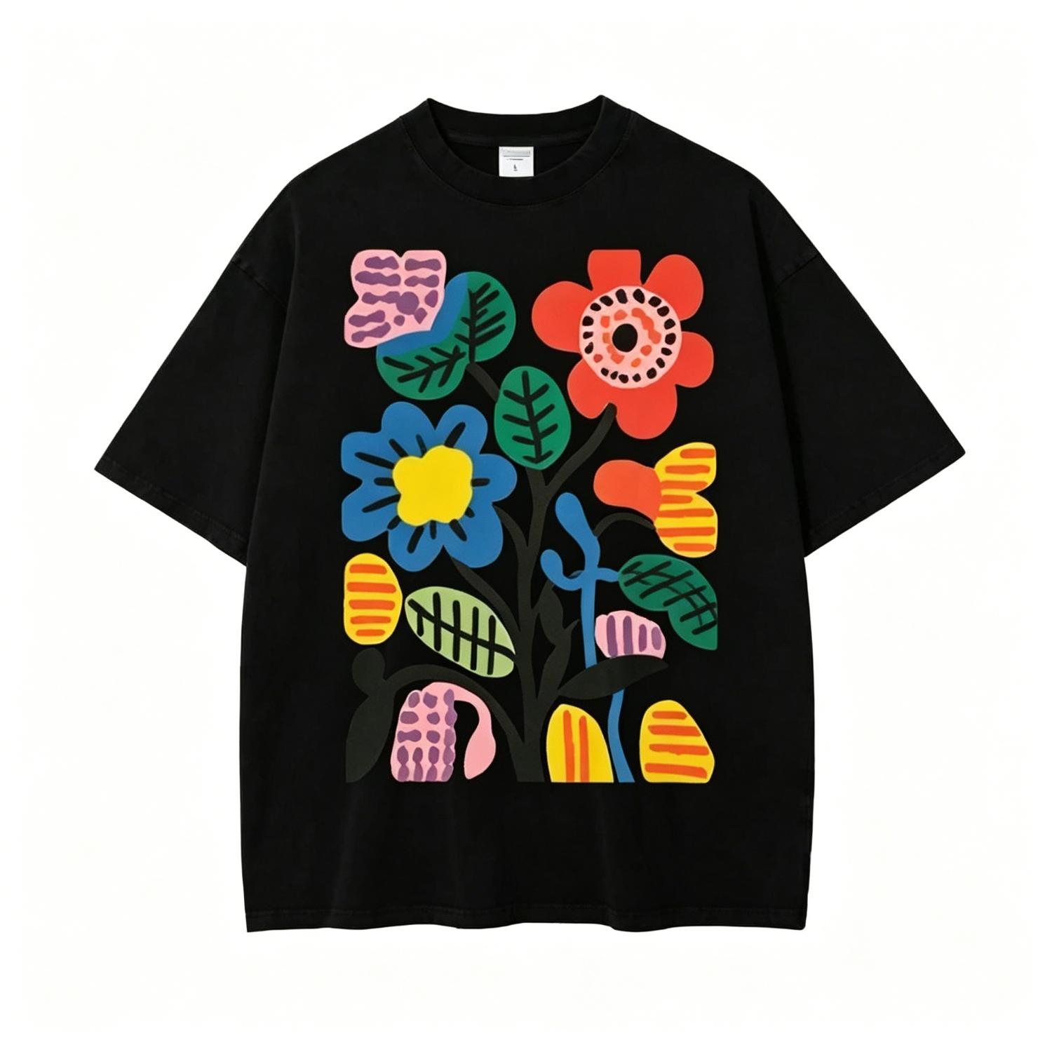 Stylish Oversized Floral Shirt for Men and Women Artsy Modern Scandinavian T Style