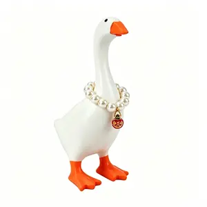 Whimsical Silly Goose Magnetic Key Holder，Aesthetic White Goose Figurine，Durable Resin Craft，Quirky Desk Decor，Entryway Wall Decor，Multi-Purpose Magnetic Storage，Cute Animal Sculpture，Trendy Household Gadget，Perfect Housewarming and Birthday Gift 2026