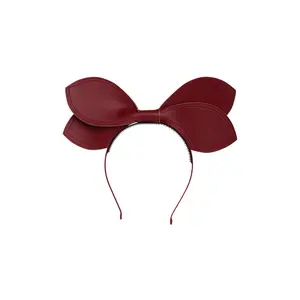 Growing Orchid Headband - Burgundy Leather