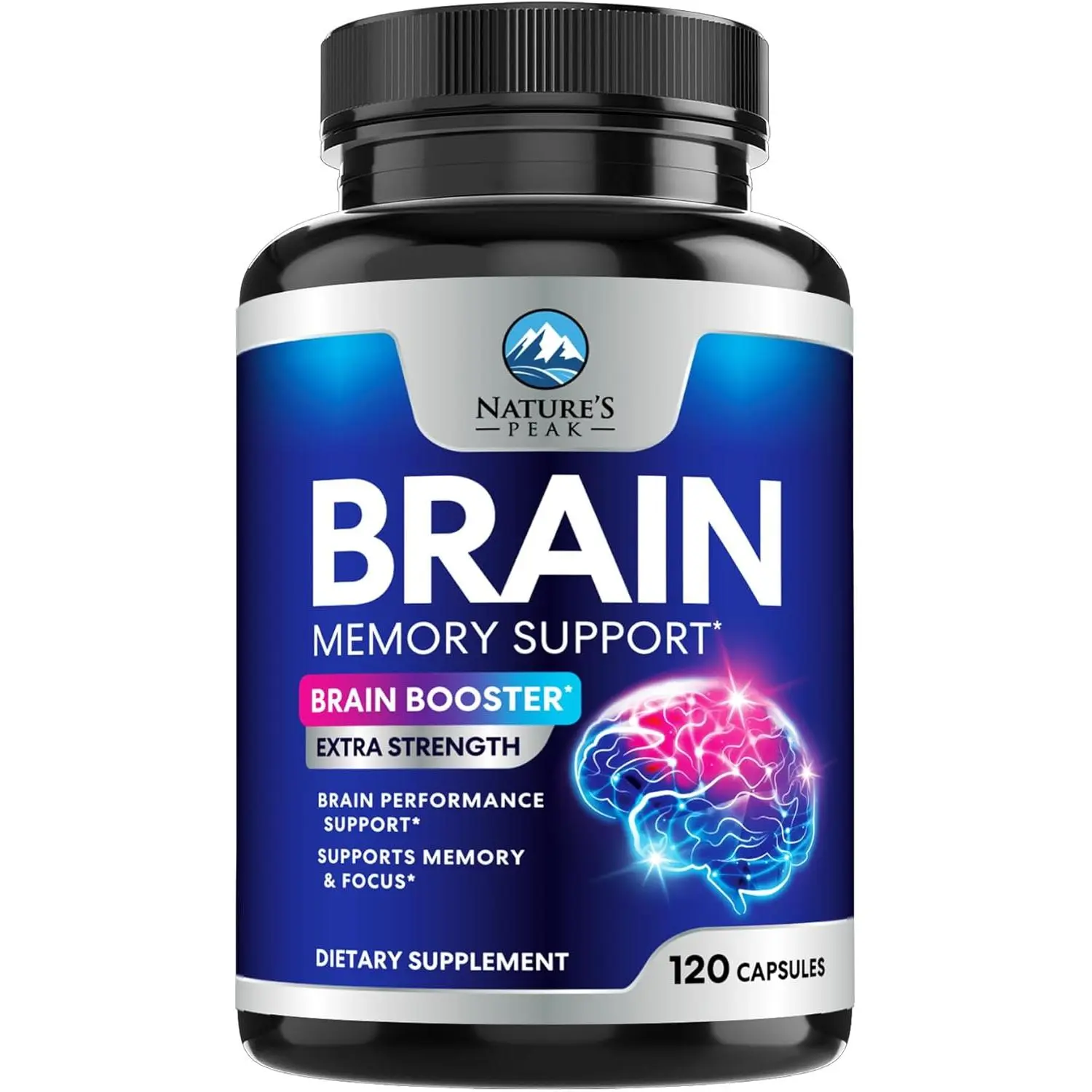 Brain Memory Supplement Pills 3X Strength Nootropic Brain Booster Capsules for Concentration Focus Mental Clarity Brain Health Cognitive Support Complex with Vitamin B6 B12 Folate Phosphatidylserine Non-GMO 120 Capsules